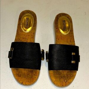 Michael Kors Black and Tan Mules